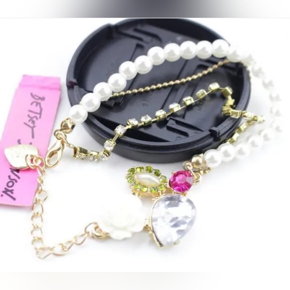 Multi-color Crystal layered flower Pearl bracelet BOGO - Picture 5 of 14